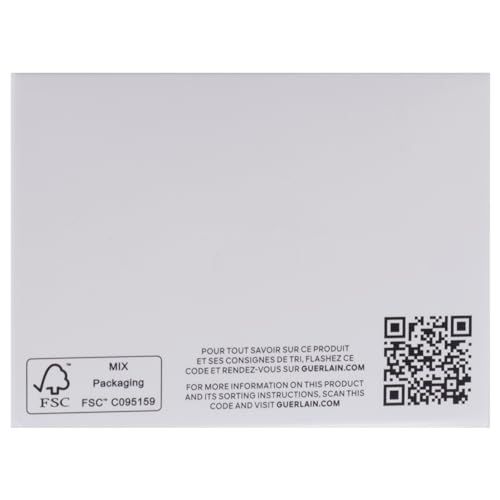 Retro della confezione. Testo e codice QR. Certificazione FSC. Testo: POUR TOUT SAVOIR SUR CE PRODUIT... GUERLAIN.COM.