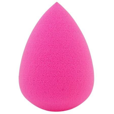 Una spugnetta per il trucco rosa a forma di goccia, in schiuma.