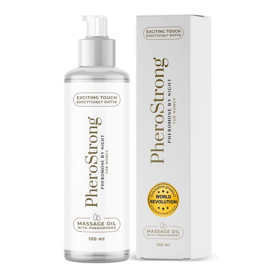 Flacone di olio da massaggio con erogatore a pompa e scatola, 100 ml.