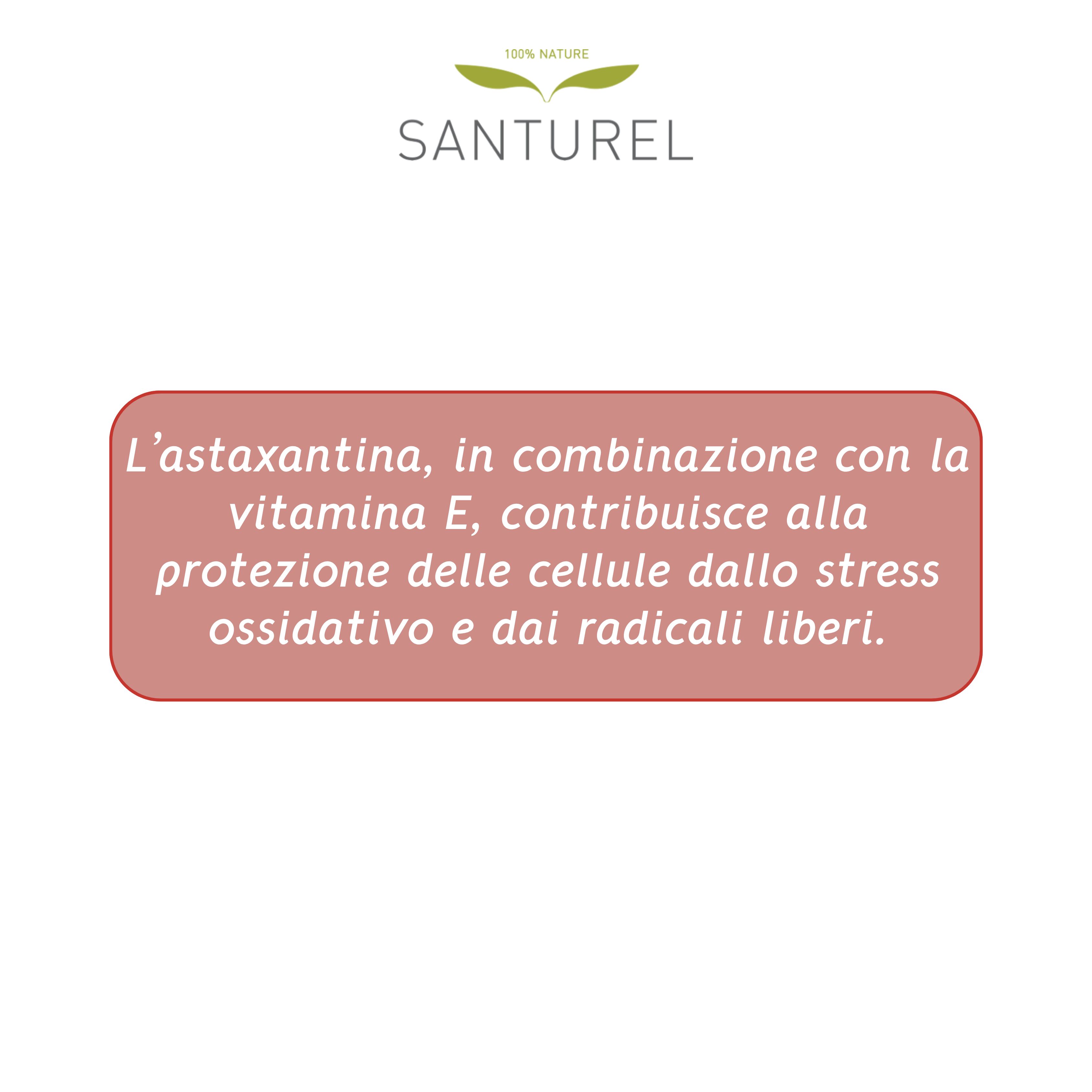 Riquadro di testo: Astaxantina e vitamina E proteggono le cellule dallo stress ossidativo.