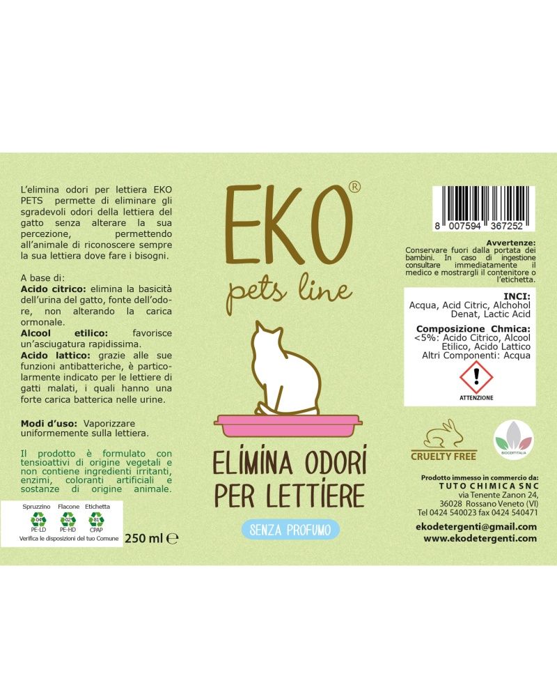 Eko pets elimina odori per lettiere