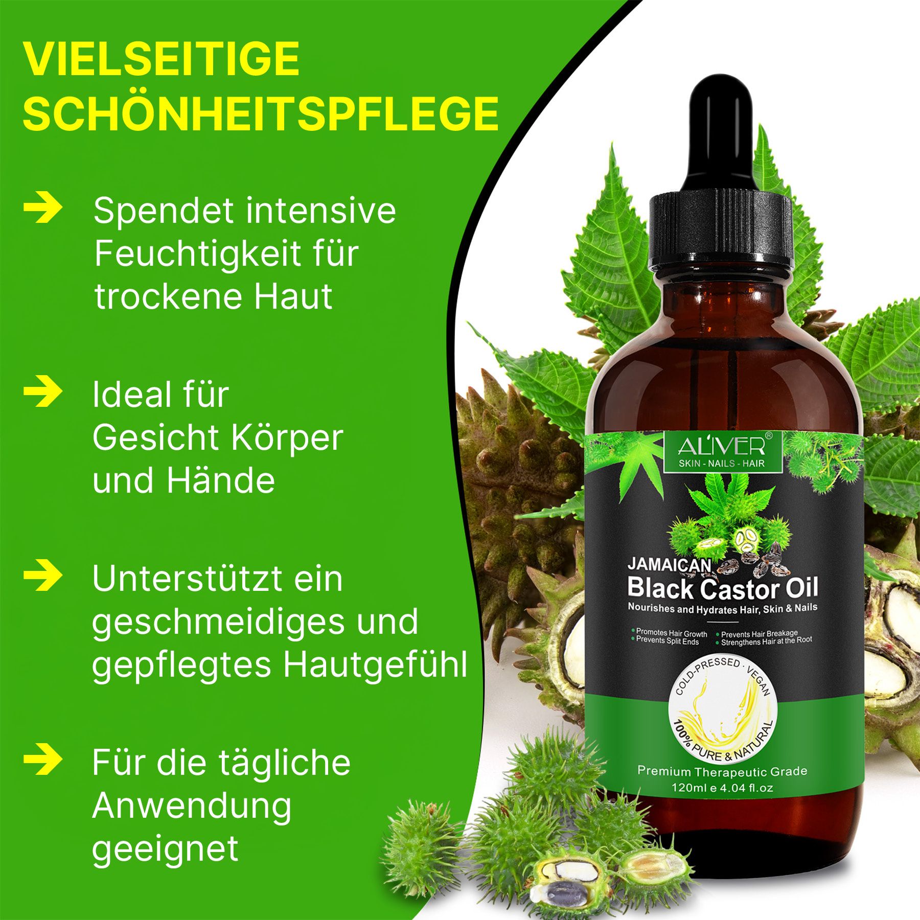 ALIVER Olio di ricino per la Cura di capelli e pelle