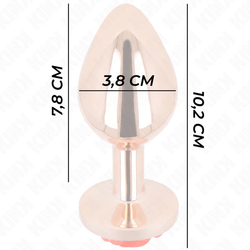 Plug anale in metallo: 10,2 cm di lunghezza, 3,8 cm di larghezza, con rosa rossa.