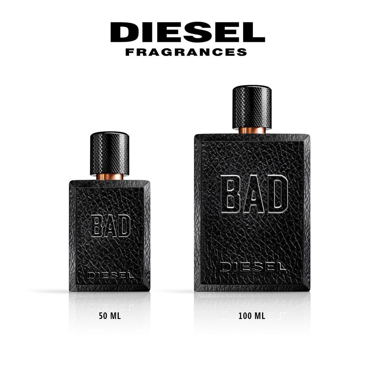 Due flaconi Diesel Bad Eau de Toilette: 50 ml e 100 ml.