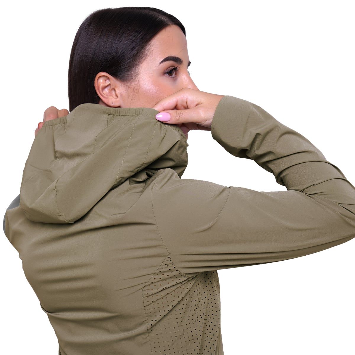 GymBeam Giacca Pulse Running donna slim con zip cappuccio Vetiver