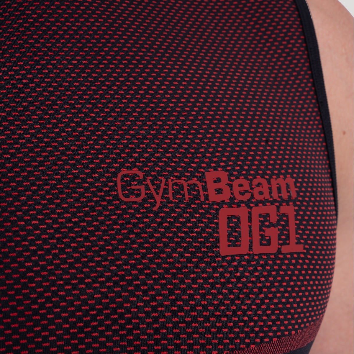 GymBeam Canotta uomo senza cuciture nera e rossa