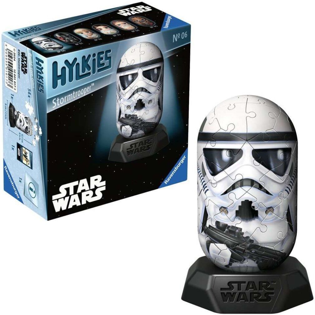 Puzzle 3D Stormtrooper e confezione. Puzzle su base. Loghi Star Wars, Hylkies.