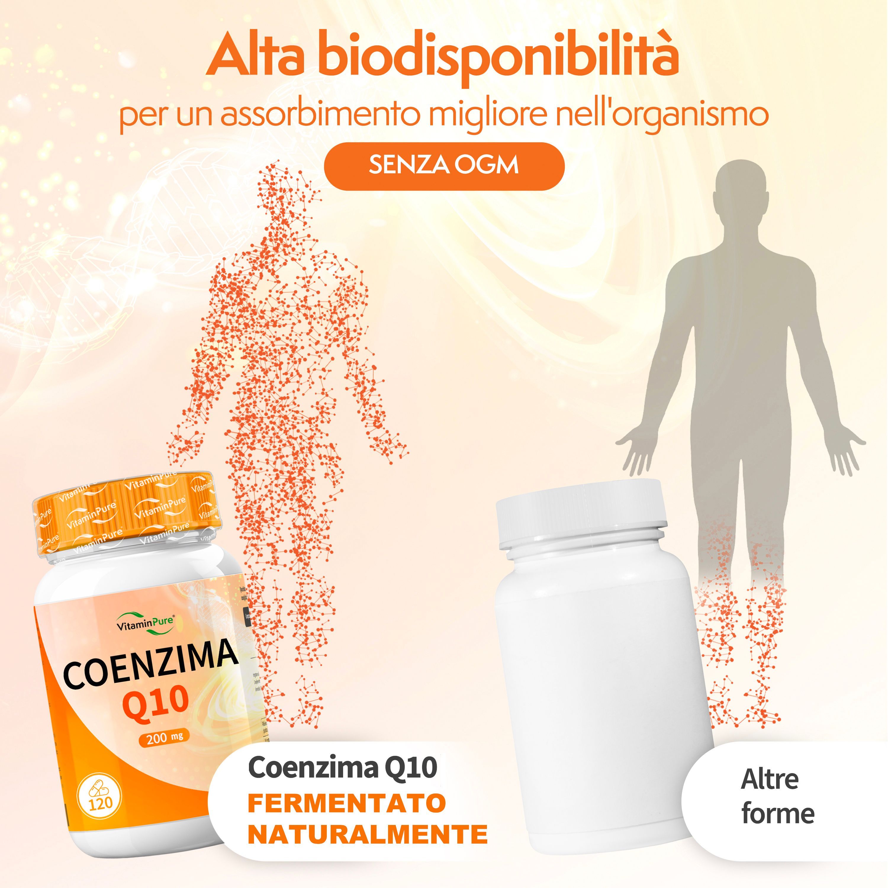VitaminPure® Coenzima Q10 Alto Dosaggio 200mg da Fermentazione Naturale