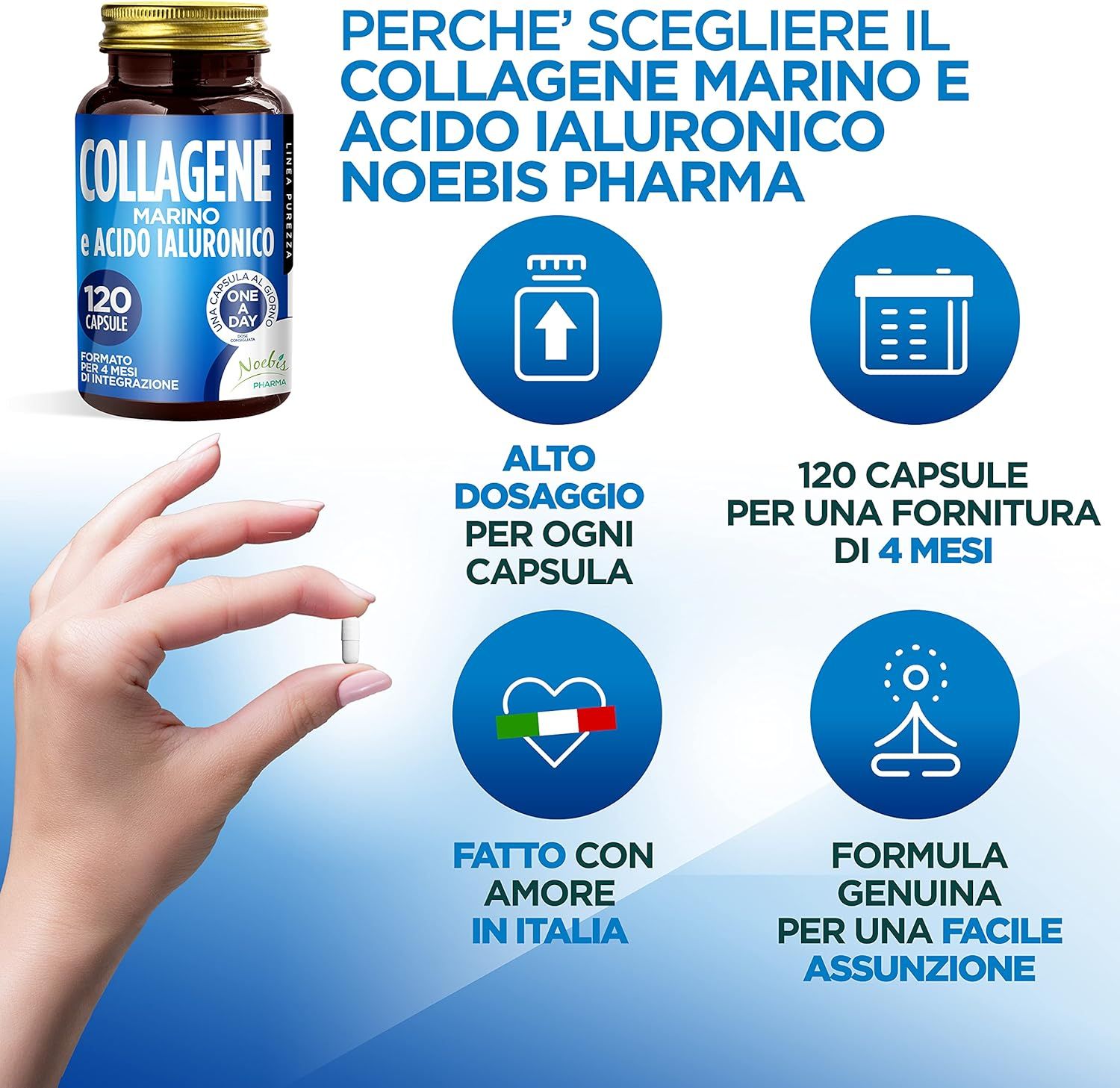 Noebis Pharma Collagene Marino e Acido Ialuronico - Pelle e Articolazioni