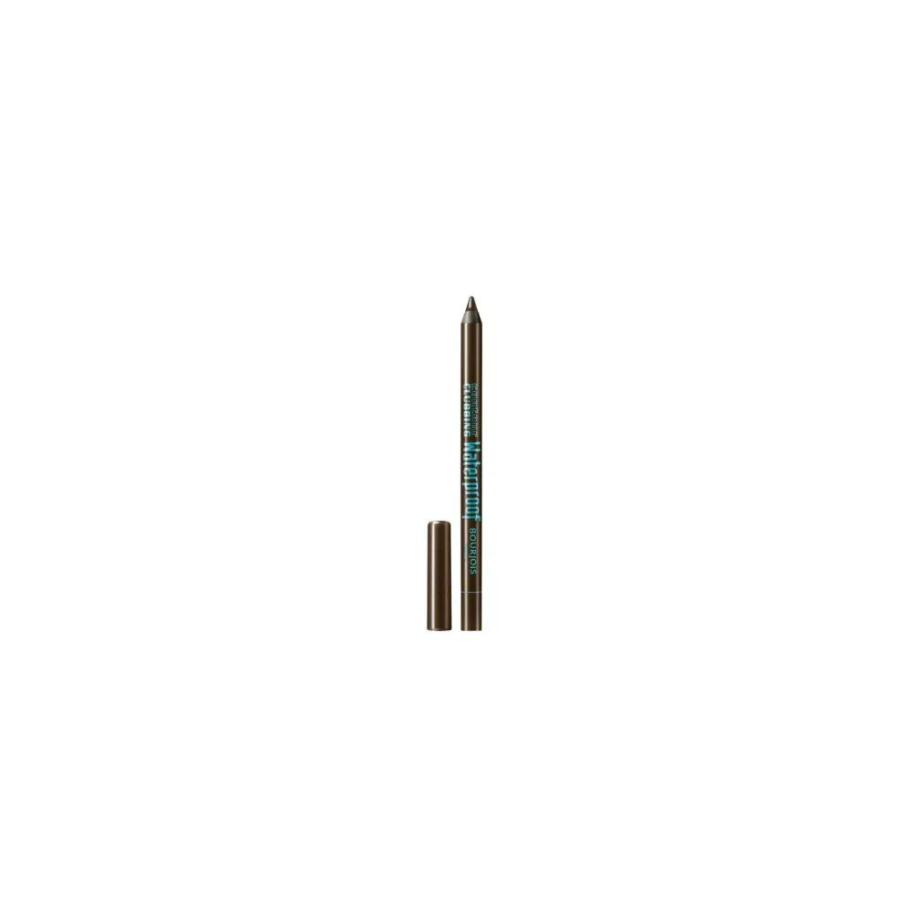 Matita eyeliner marrone con cappuccio. Scritta: waterproof. Nome del prodotto illeggibile.