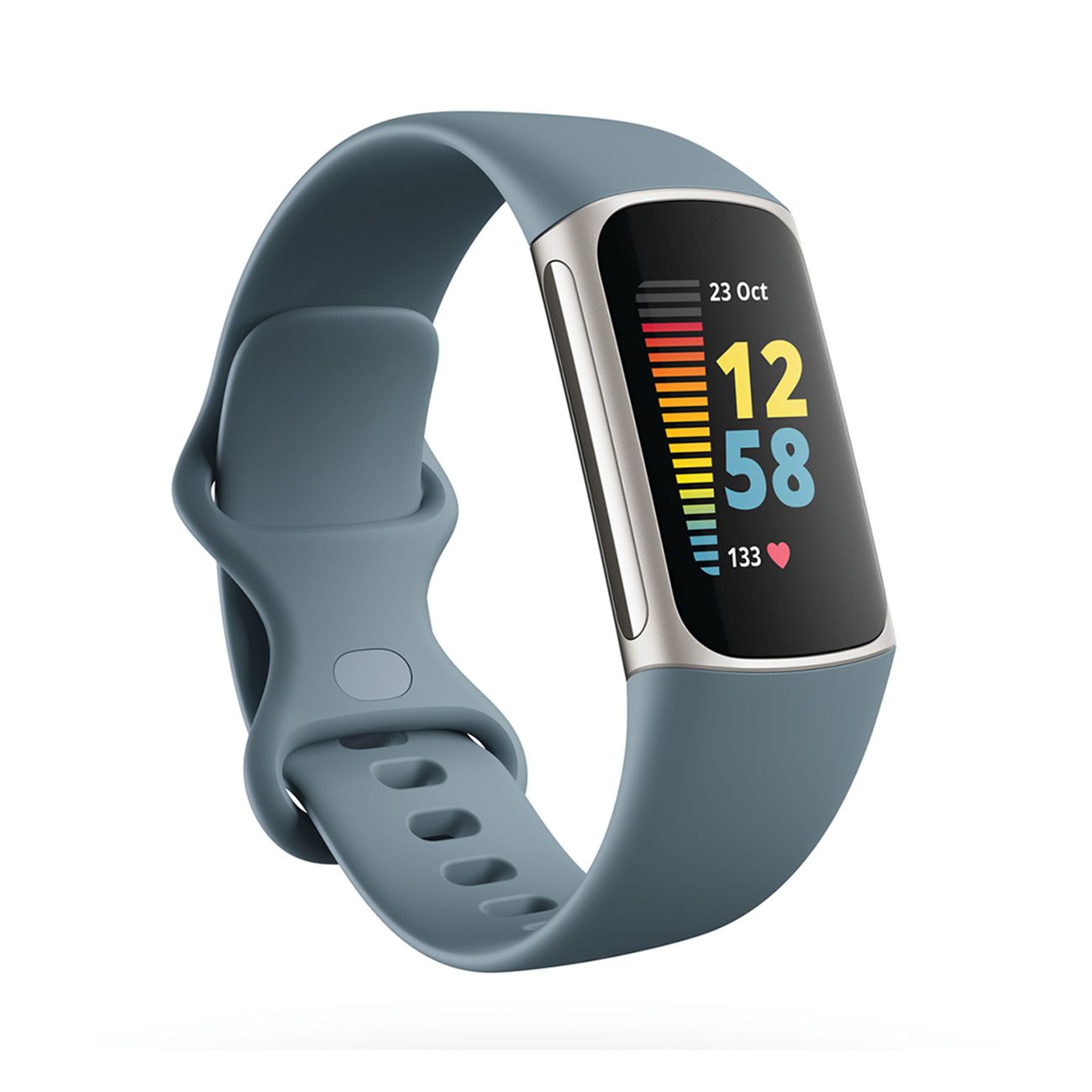 Fitbit Charge 5 AMOLED Braccialetto per rilevamento di attività Blu, Acciaio inox