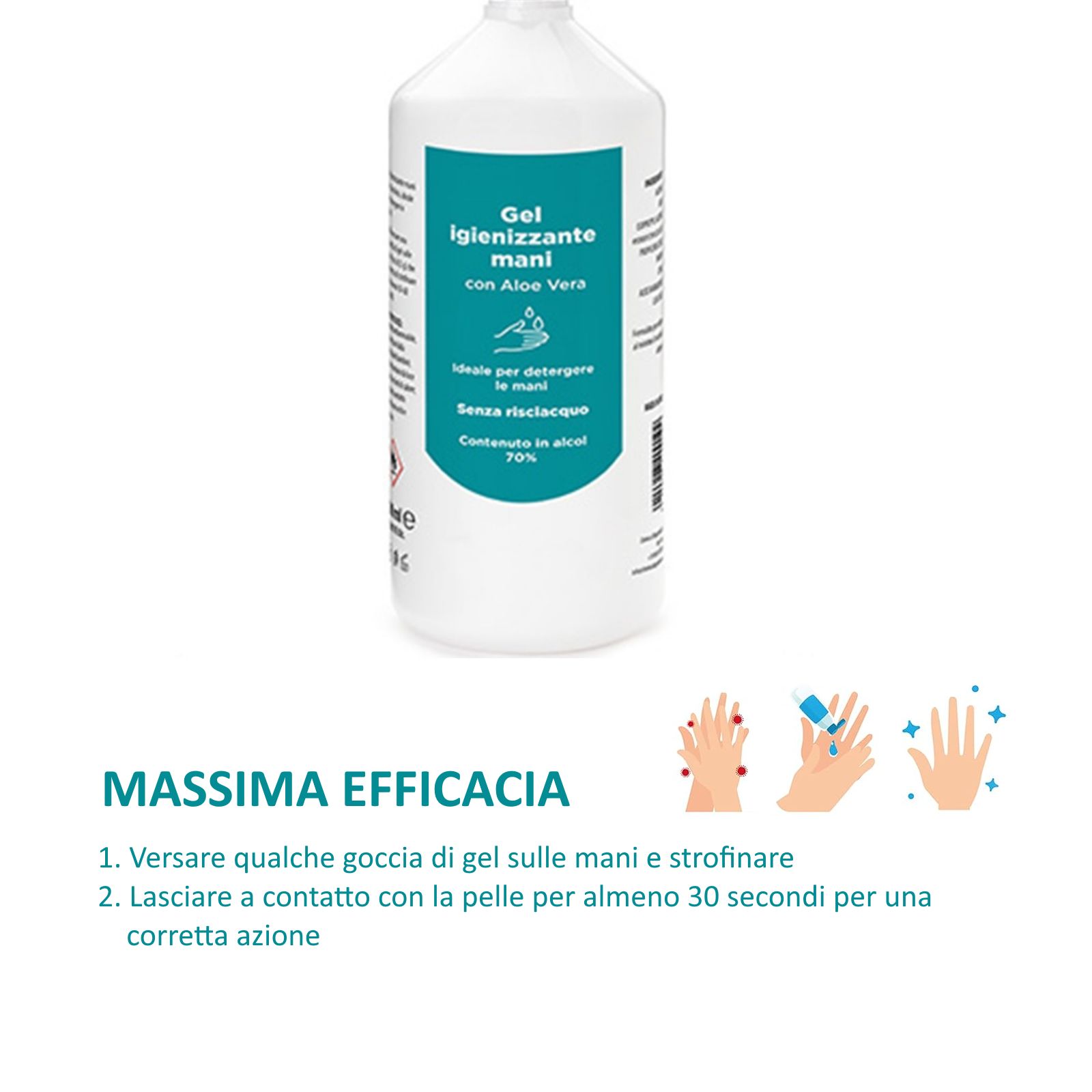 GEL MANI DISINFETTATENTE 1 L 70% ALCOOL GEL IGIENIZZANTE