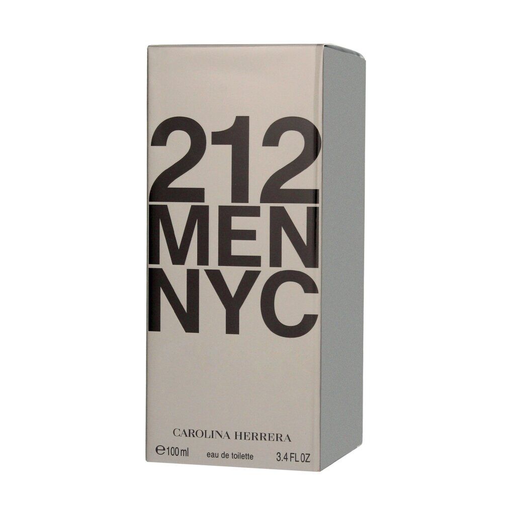 Scatola rettangolare con scritta "212 MEN NYC" e "Carolina Herrera".