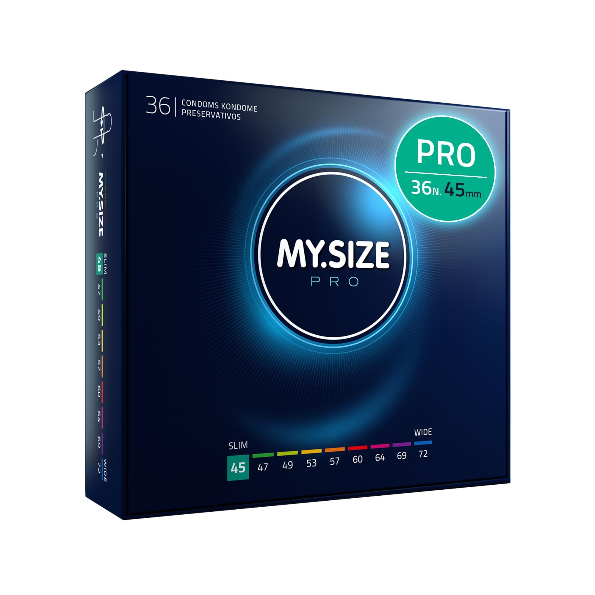 Confezione di preservativi My.Size PRO, 36 pezzi, misura 45mm.