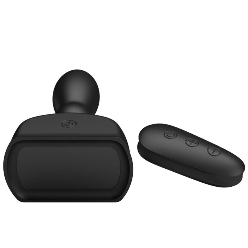 Dimensioni del vibratore anale gonfiabile nero e del suo telecomando.