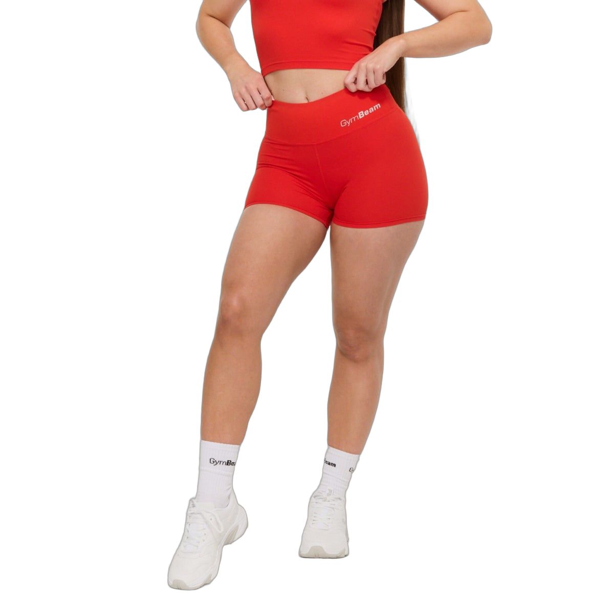 GymBeam Pantaloncini donna BEAT Tangerine slim a vita alta