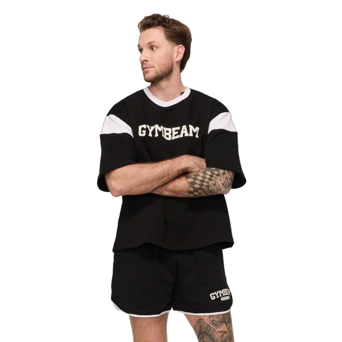 GymBeam Pantaloncini sportivi uomo oversize con tasche Varsity nero