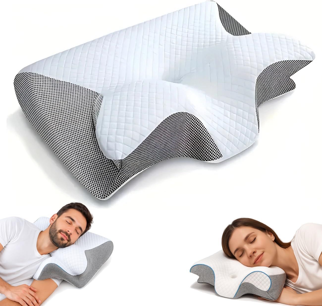 Cuscino cervicale per Dormire in Memory Foam Ergonomico 2 in 1