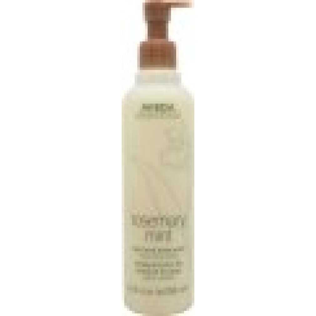 Flacone beige con erogatore marrone. Scritta: Rosemary Mint. Nome del prodotto e marchio visibili.