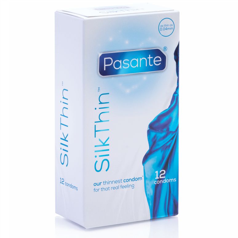 Confezione da 12 preservativi Pasante Silk Thin. Preservativi più sottili per una sensazione reale.