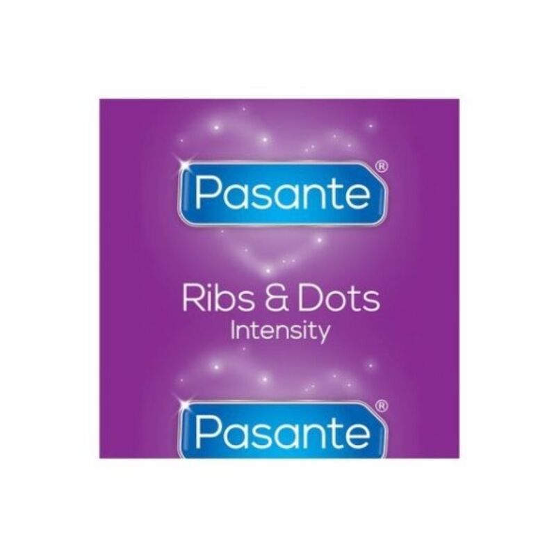 Confezione preservativo Pasante Intensity Nervature & Punti, viola.