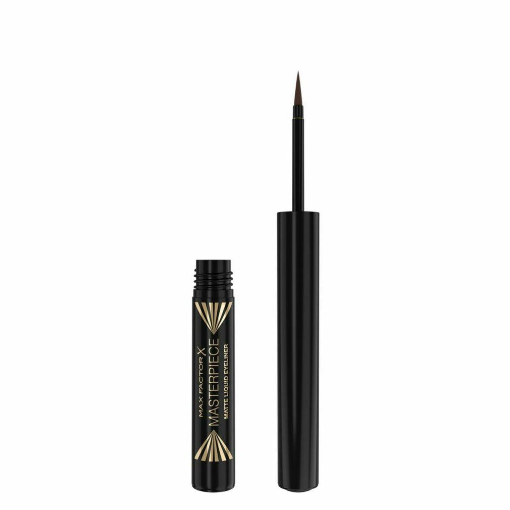 Eyeliner nero con cappuccio aperto. Scritta: Max Factor Masterpiece Matte Liquid Eyeliner.