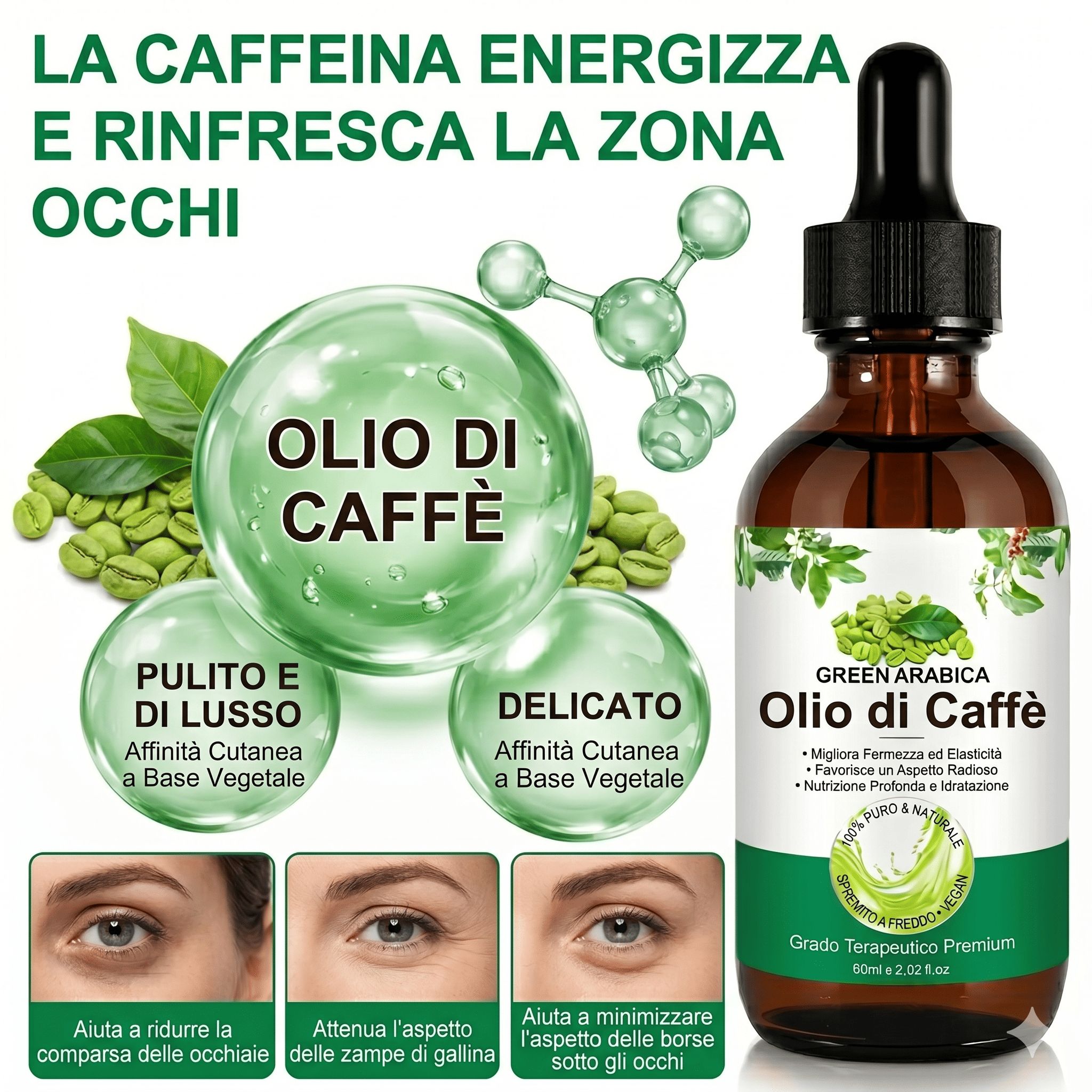 Abodiuss olio di caffè per il viso – contro le rughe per viso, corpo e capelli