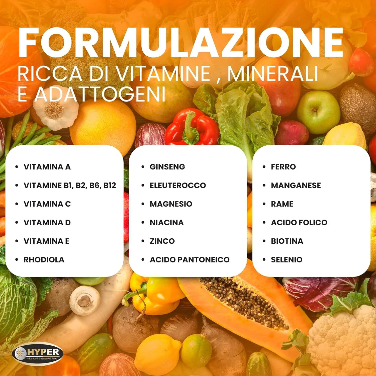 HYPER Power Start Multivitaminico Multiminerale Potenziato con Rhodiola Ginseng  Eleuterococco