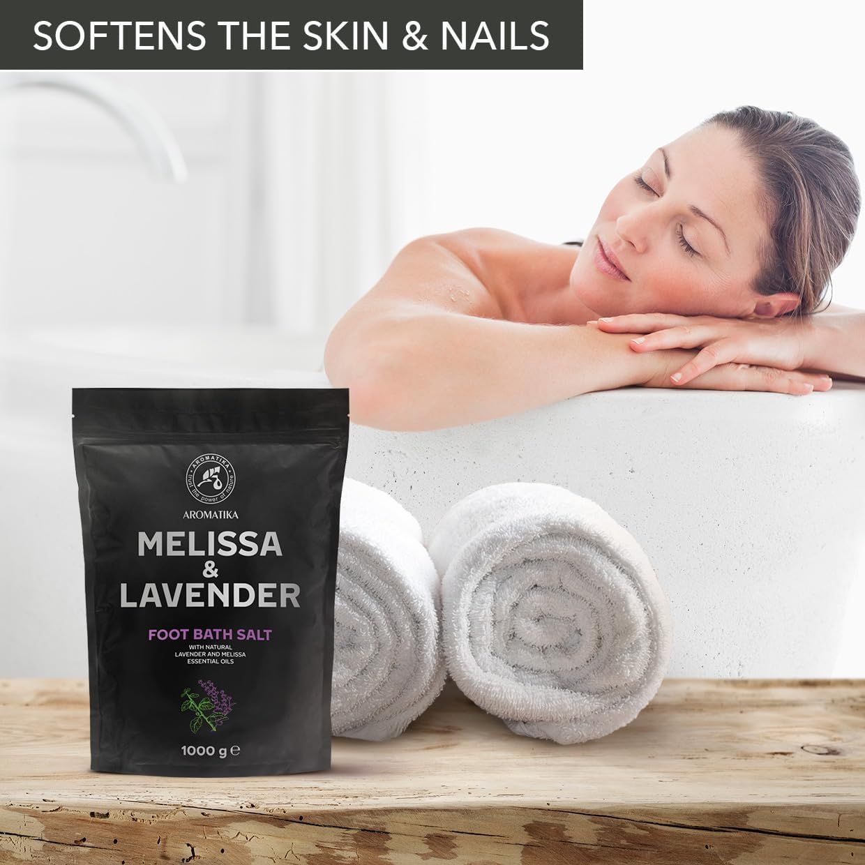 AROMATIKA Sale da pediluvio con sale marino e oli essenziali di lavanda e melissa
