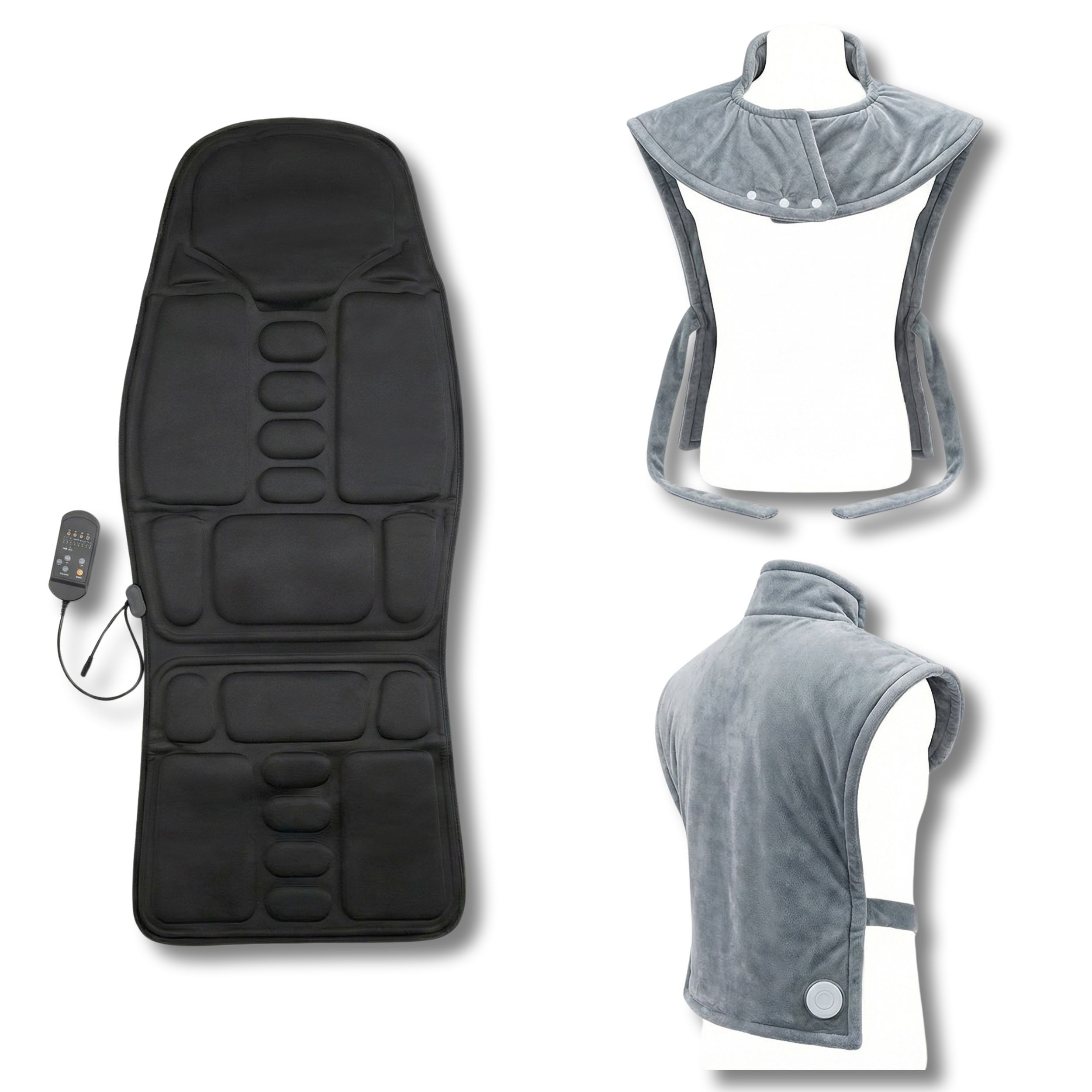 Kit Smart Working con Calore e Massaggio – Scialle Riscaldante + Seduta Massaggiante