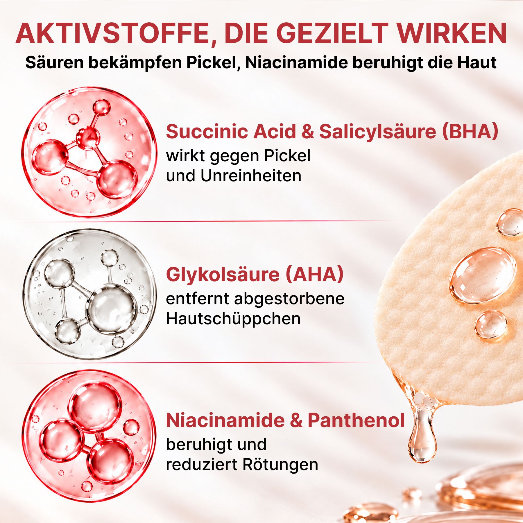 Medicube BHA, AHA Dischetti detergenti per il viso con acido succinico, niacinamide e pantenolo
