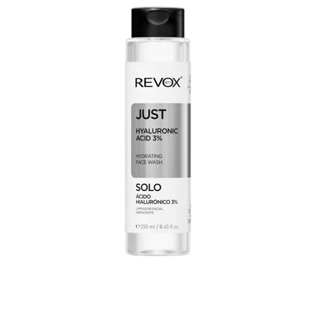 Revox B77 Just Hyaluronic Acid 3% Hydrating Face Wash in flacone trasparente con tappo nero.