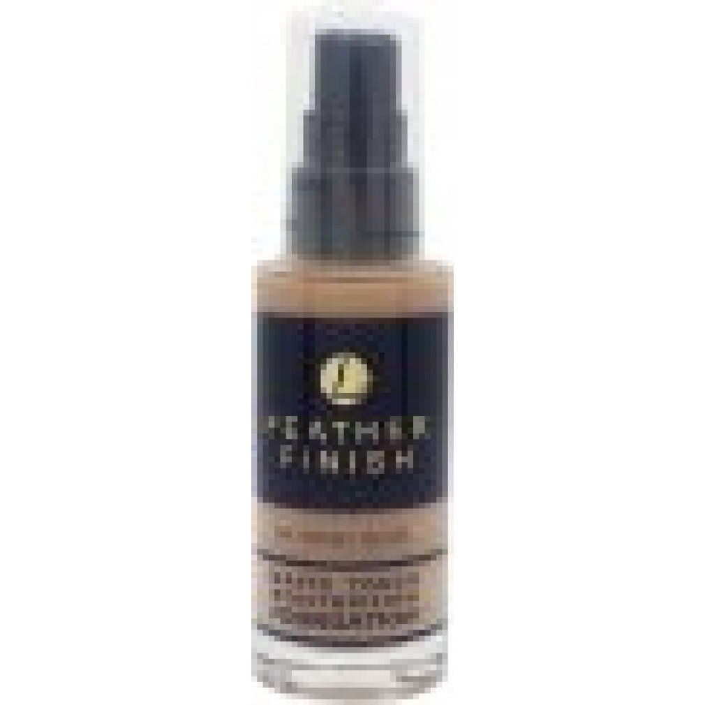 Flacone con erogatore, scritta "Feather Finish" e "Matte Foundation".