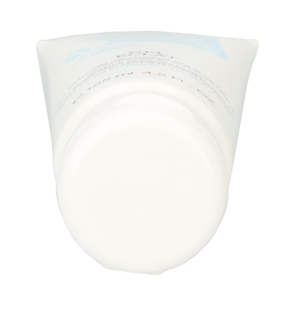 Tubo bianco, vista dal basso. Tappo rotondo. Nessun altro dettaglio visibile.