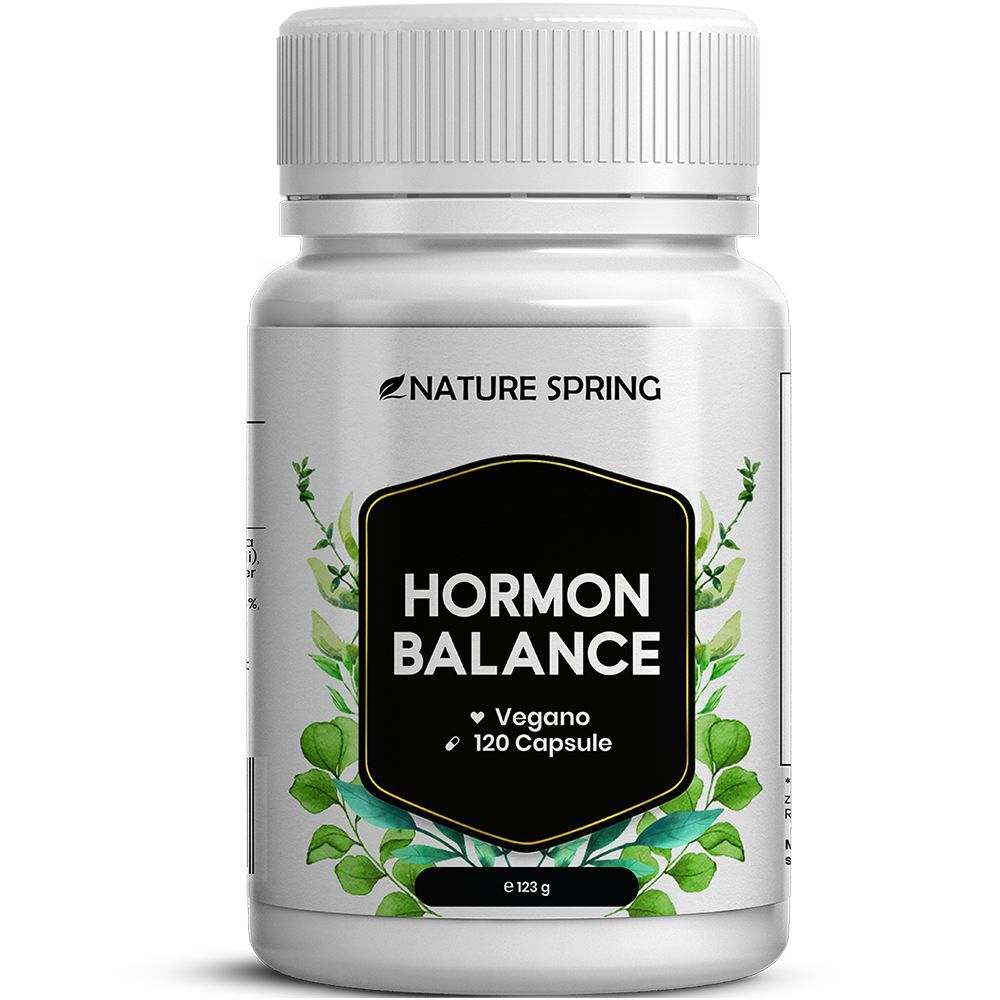 Barattolo Hormon Balance, 120 capsule vegane. Contiene maca, ashwagandha, salvia, agnocasto.