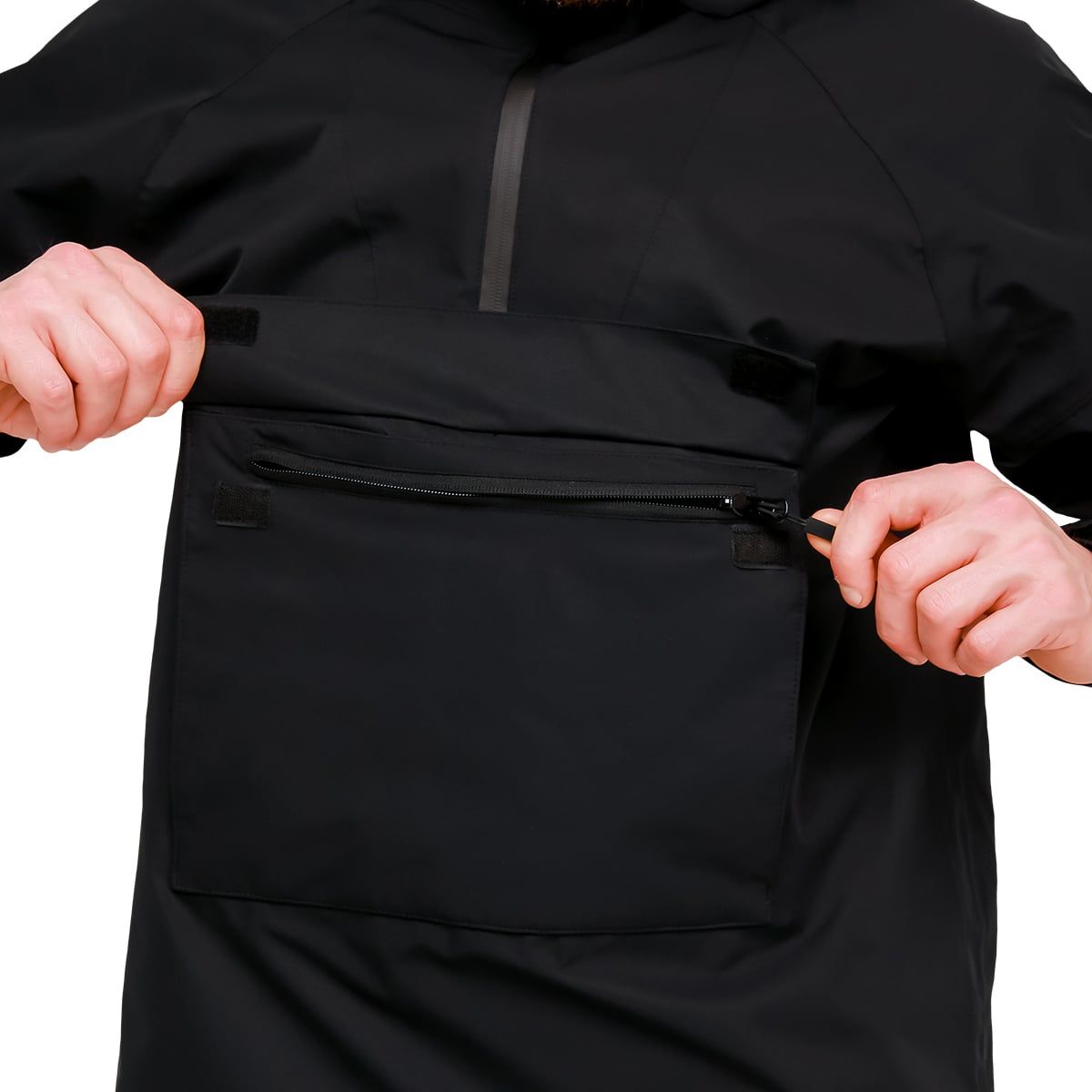 GymBeam Giacca impermeabile Smock da uomo regular Black con cappuccio e zip