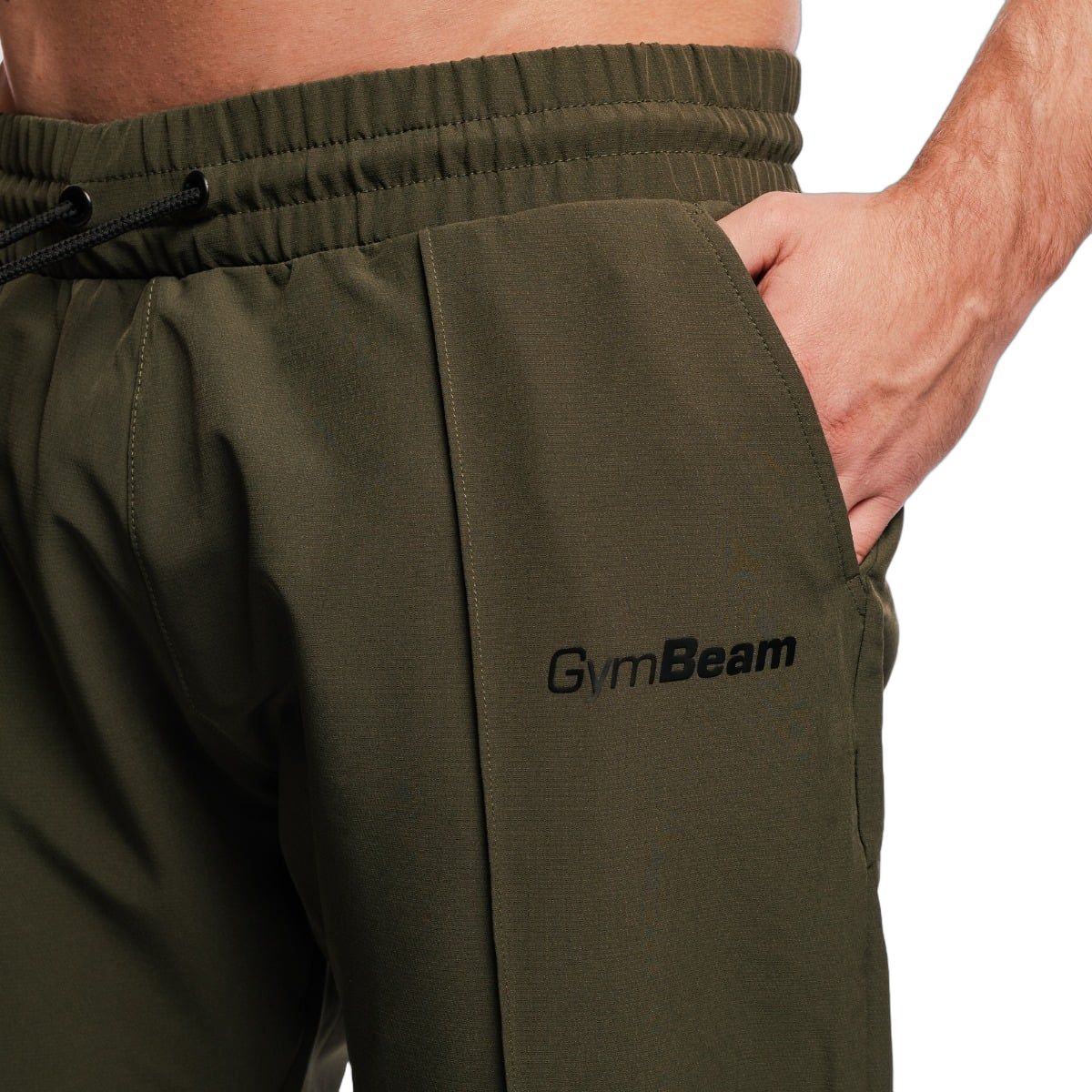 GymBeam Pantaloni uomo ARC regular con elastico e cordoncino Olive