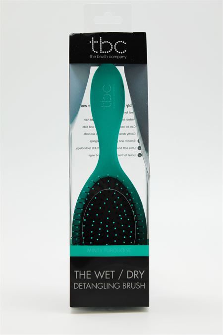 Spazzola TBC Wet & Dry color menta turchese, confezionata in astuccio trasparente.
