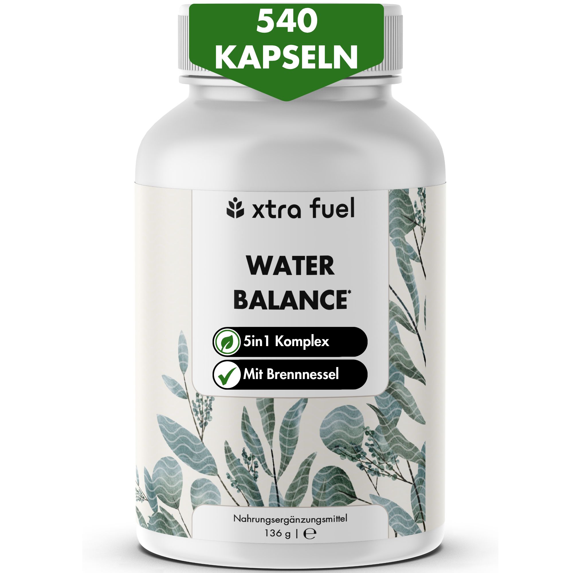 XTRA FUEL Water Balance - Complesso nutritivo 5 in 1 con ortica, foglie di vite rossa e ippocastano