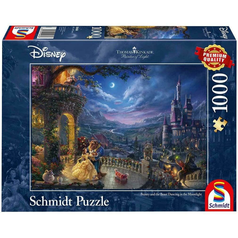 Disney, La Bella e la Bestia, Danza al chiaro di luna - puzzle da 1000 pezzi (Thomas Kinkade)