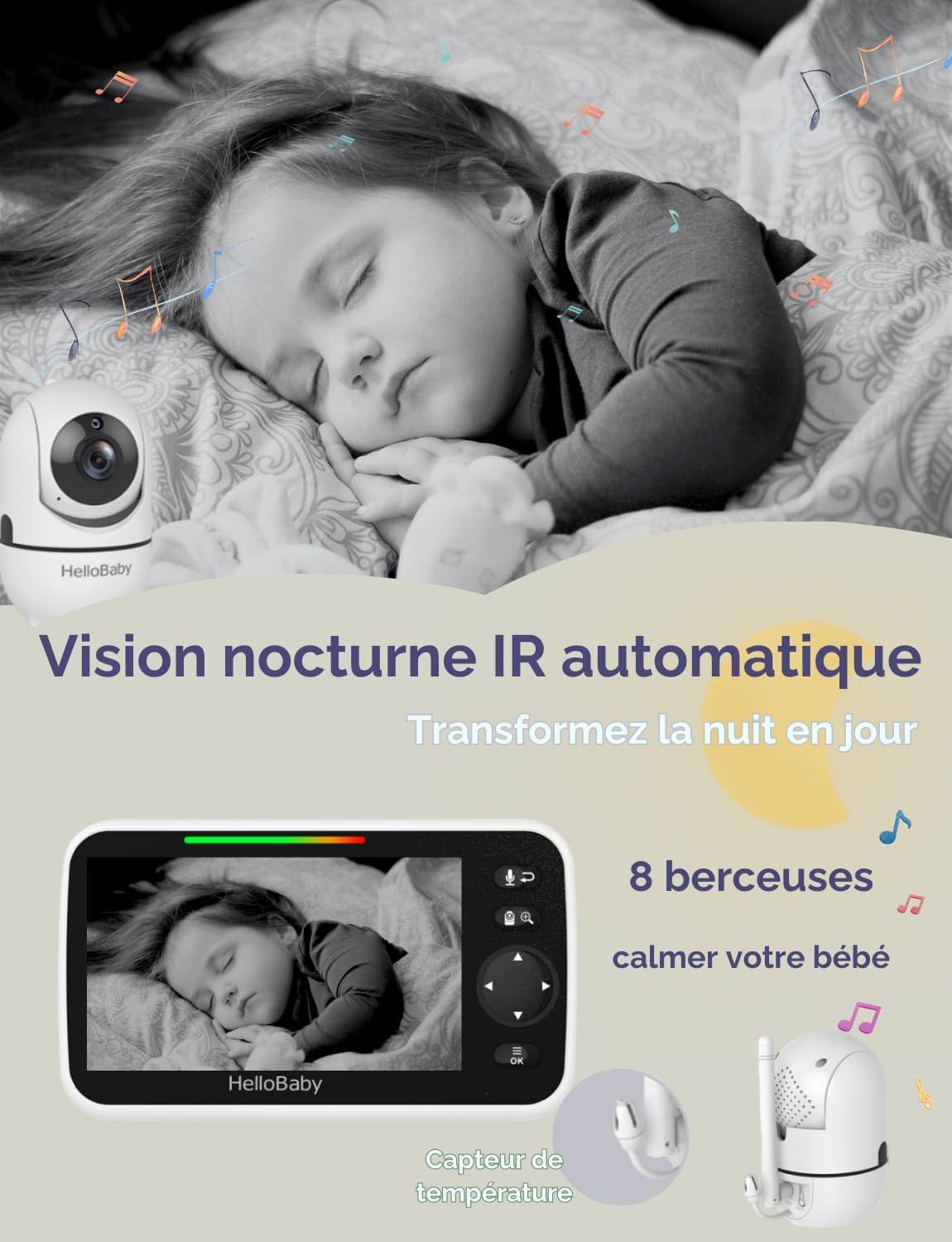Baby monitor con 2 telecamere HelloBaby