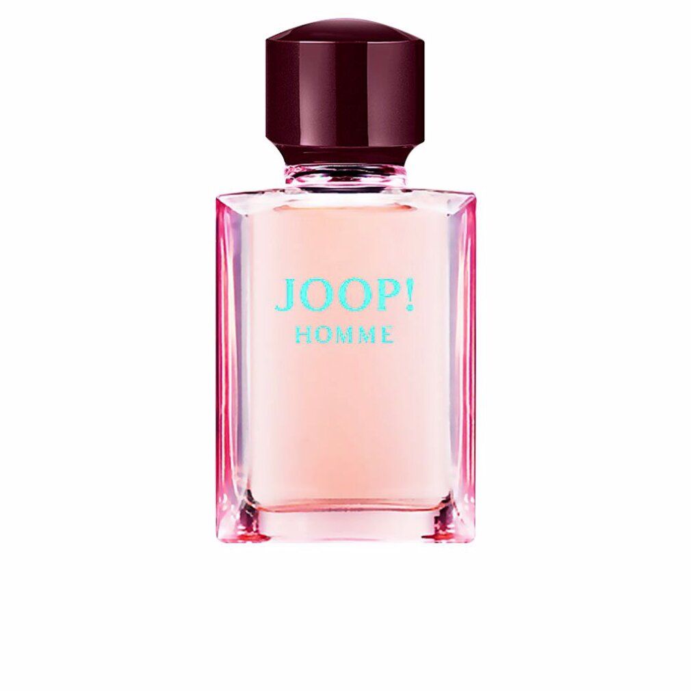 Spray deodorante Joop! Homme. Flacone rettangolare, tappo marrone. Scritta JOOP! HOMME turchese.
