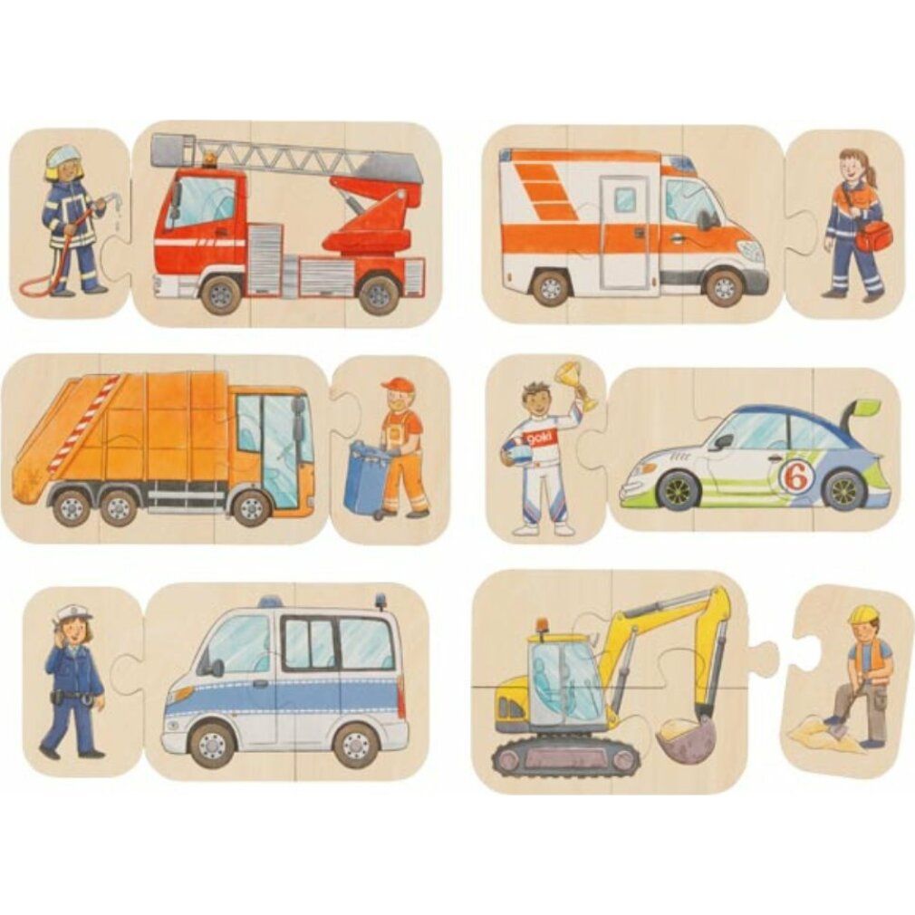 goki veicoli puzzle in legno 6in1