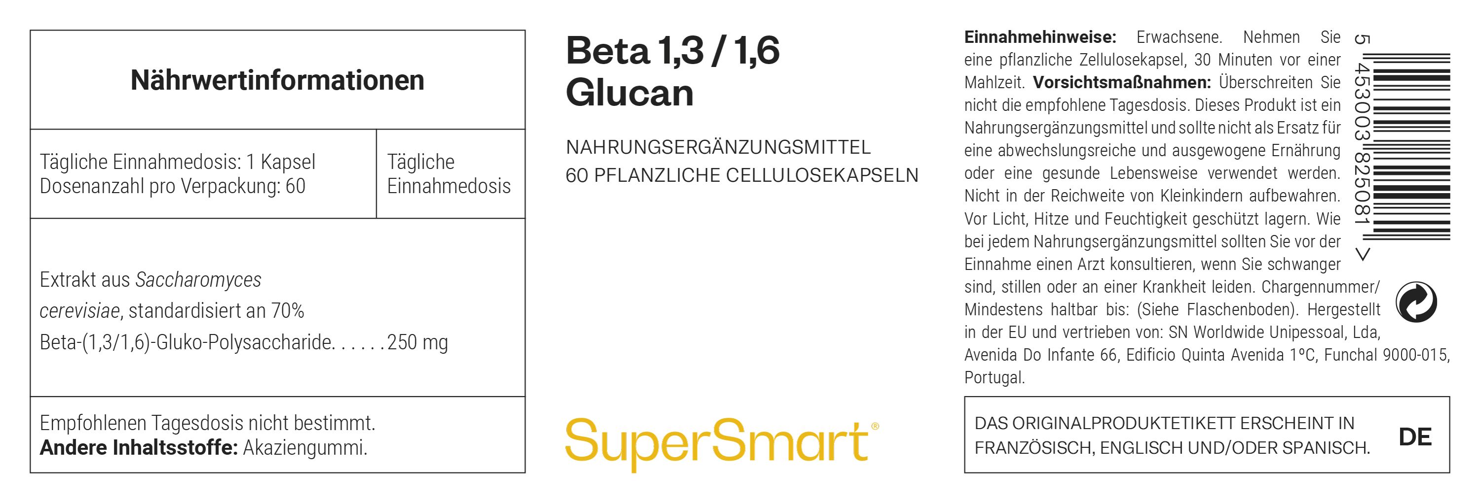 Confezione integratore Beta 1,3/1,6 Glucano, 60 capsule vegetali in cellulosa.