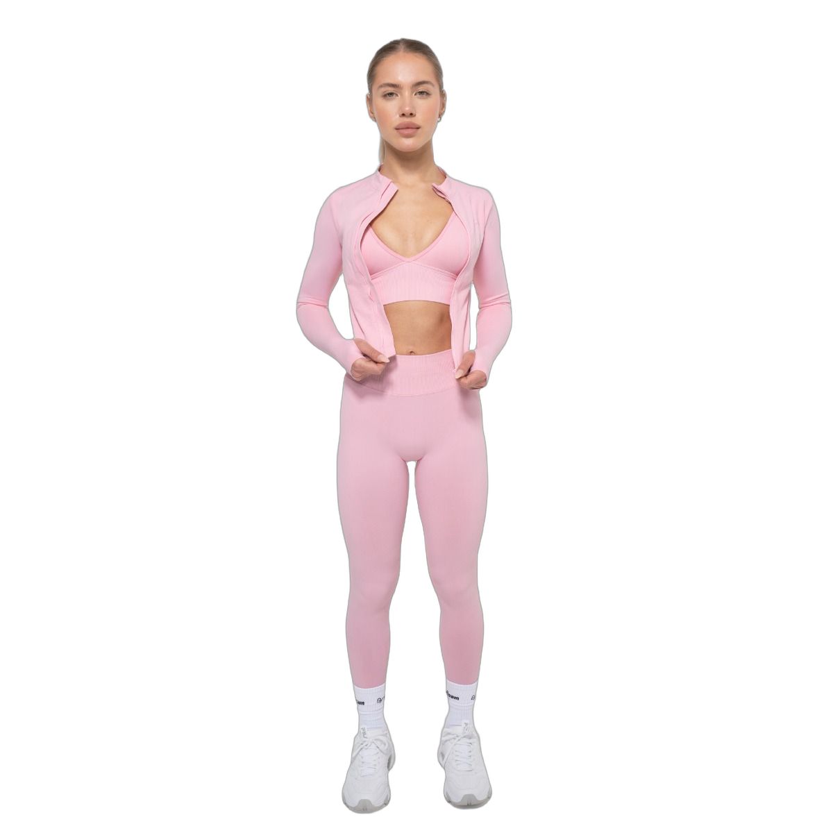 GymBeam Top sportivo donna Luma slim maniche lunghe con zip Baby Pink
