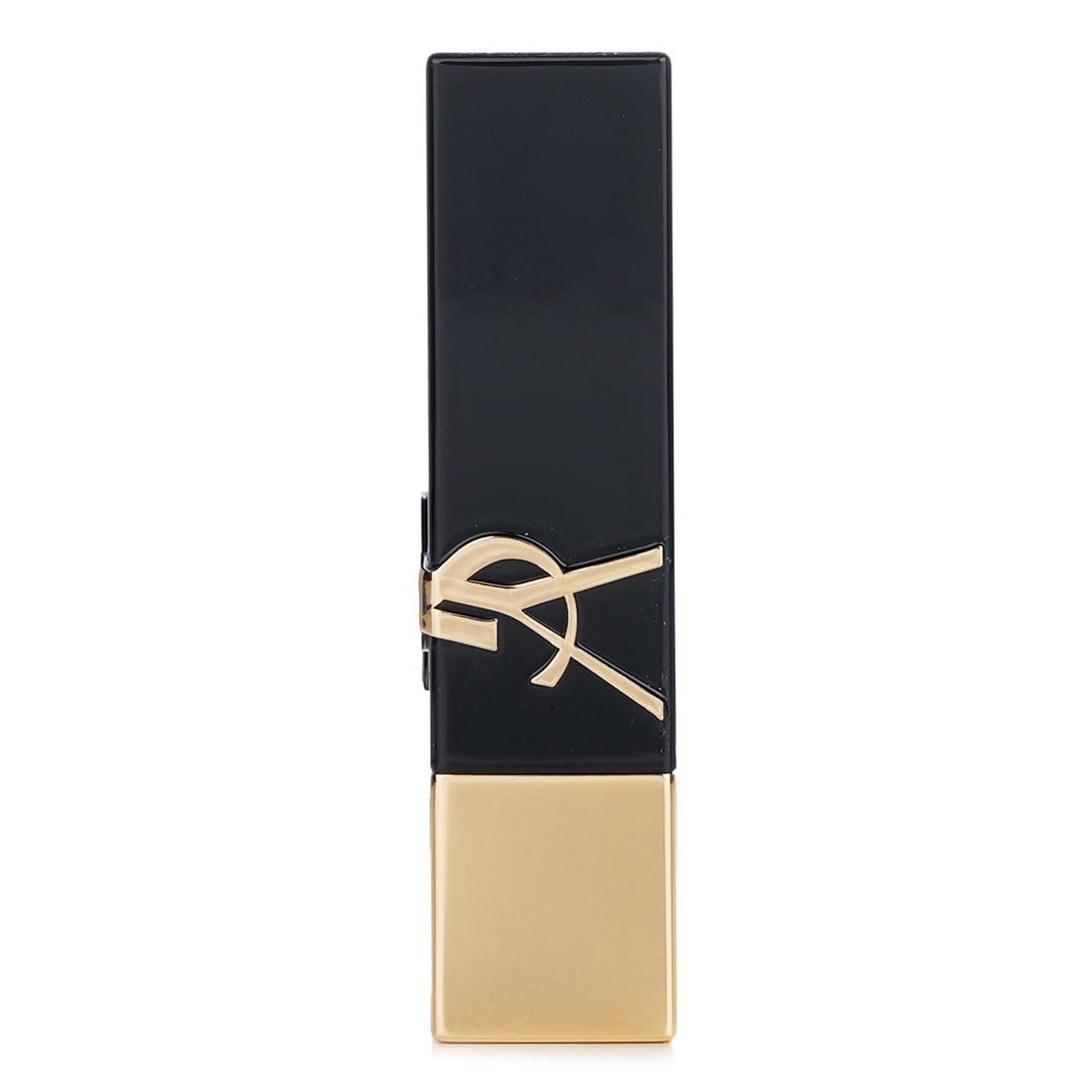 Rossetto chiuso, astuccio nero e dorato. Logo YSL sul cappuccio.