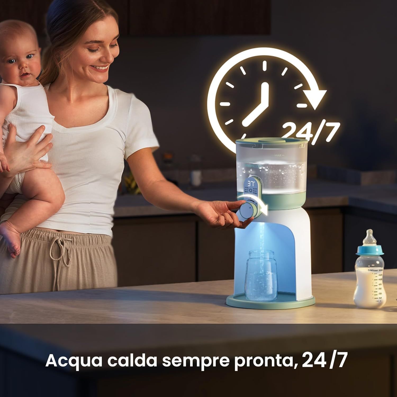 Preparatore di biberon per bambini Momcozy con doppia illuminazione LED
