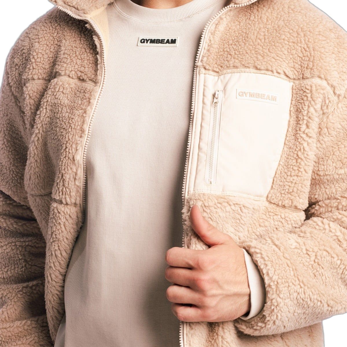 GymBeam Giacca Sherpa uomo oversize con zip Canyon
