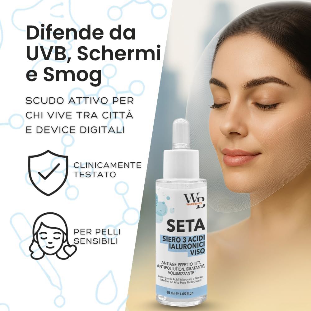 WellBeauty - SETA -  Siero Viso ai 3 Acidi Ialuronici