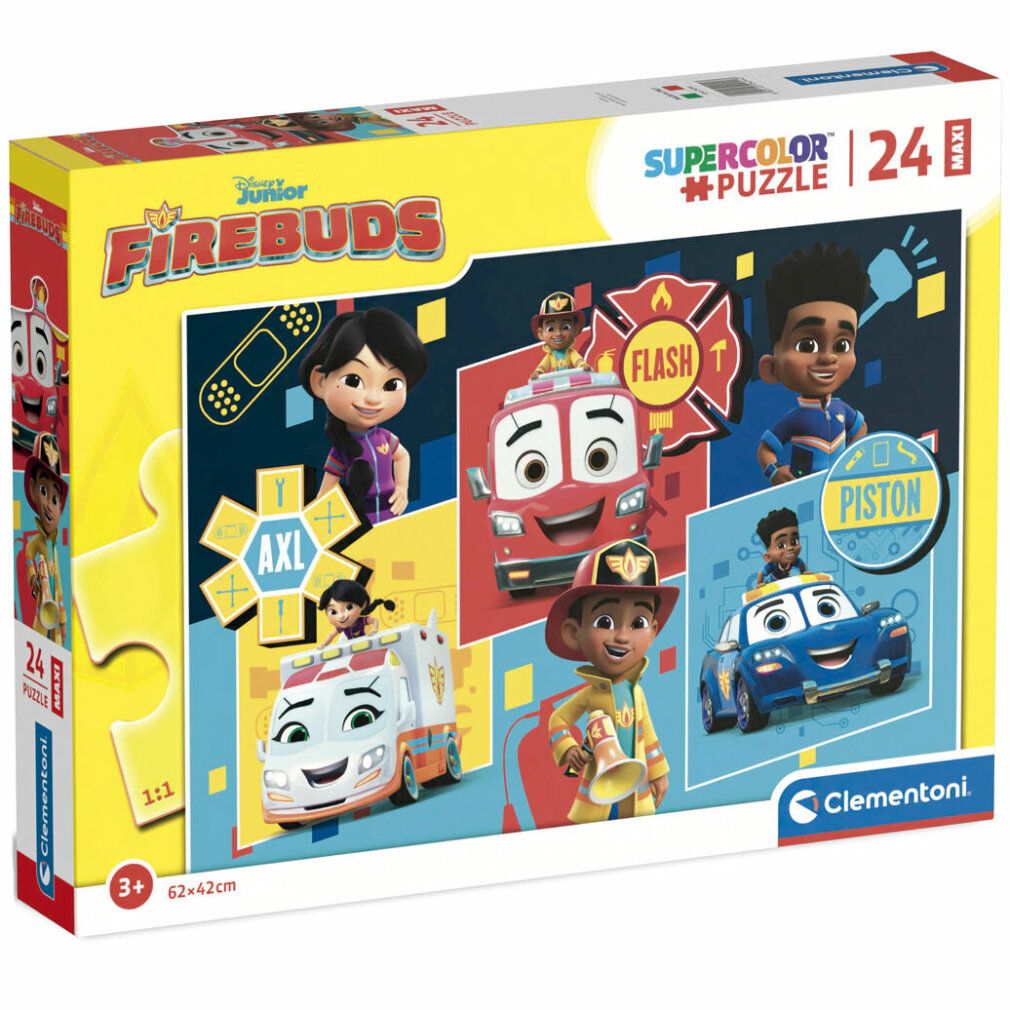 Clementoni Puzzle Feuerknospen maxi, 24 pezzi. Confezione con motivo puzzle, personaggi e veicoli.